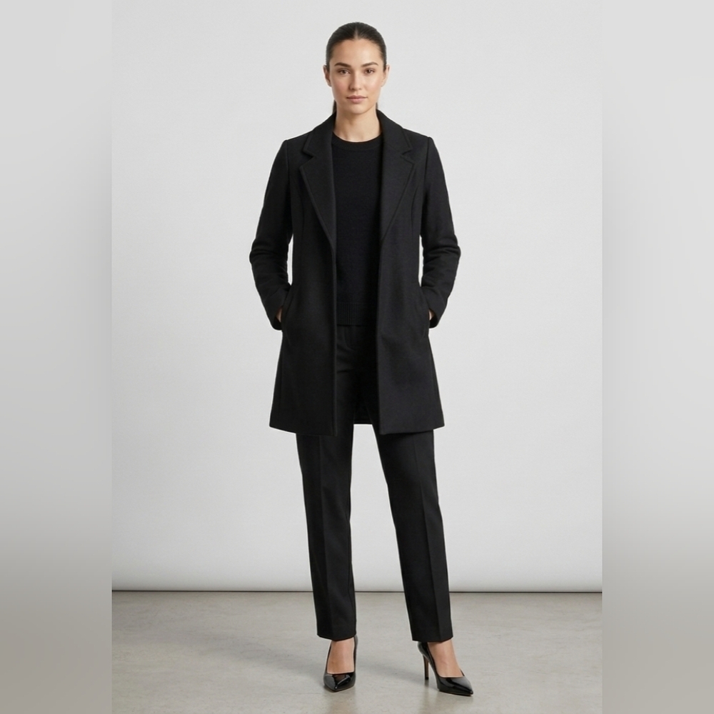 VERA MODA Classic Black Folded Lapel Collar Long Open Blazer Coat - Size XS